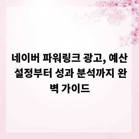 네이버 파워링크 광고, 예산 설정부터 성과 분석까지 완벽 가이드