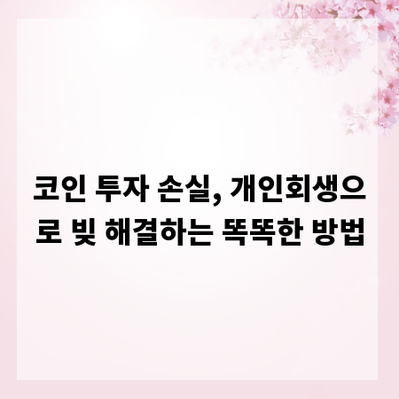 코인 투자 손실, 개인회생으로 빚 해결하는 똑똑한 방법