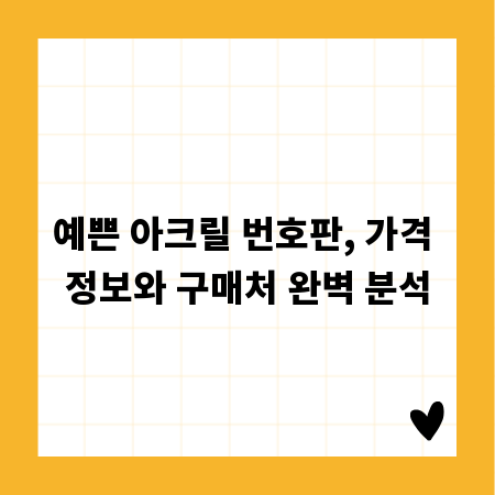 예쁜 아크릴 번호판, 가격 정보와 구매처 완벽 분석