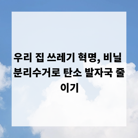 우리 집 쓰레기 혁명, 비닐 분리수거로 탄소 발자국 줄이기