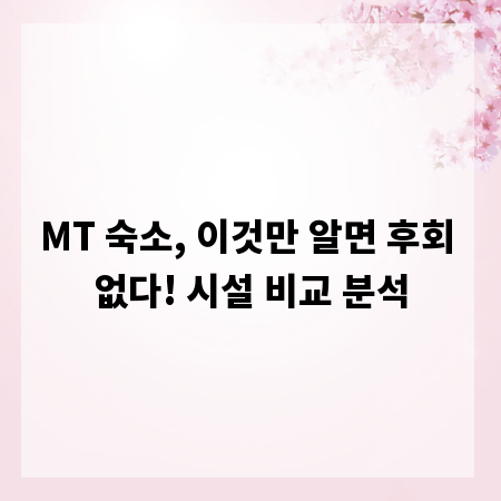 MT 숙소, 이것만 알면 후회 없다! 시설 비교 분석
