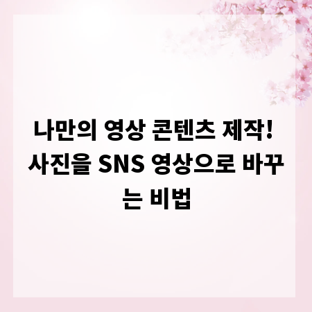나만의 영상 콘텐츠 제작! 사진을 SNS 영상으로 바꾸는 비법