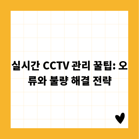 실시간 CCTV 관리 꿀팁: 오류와 불량 해결 전략