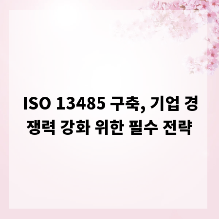 ISO 13485 구축, 기업 경쟁력 강화 위한 필수 전략