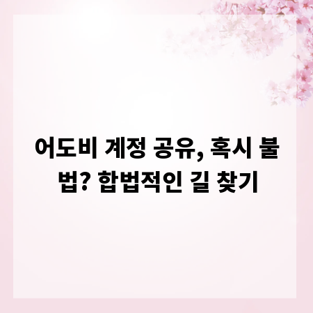 어도비 계정 공유, 혹시 불법? 합법적인 길 찾기