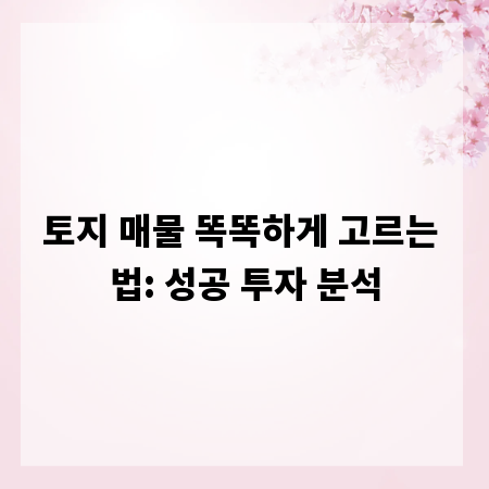 토지 매물 똑똑하게 고르는 법: 성공 투자 분석