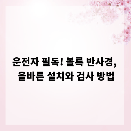 운전자 필독! 볼록 반사경, 올바른 설치와 검사 방법