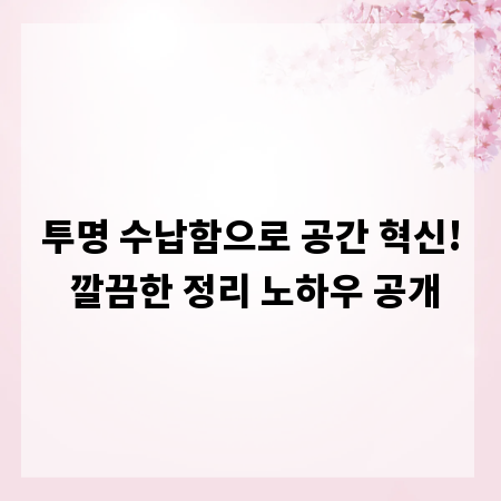 투명 수납함으로 공간 혁신! 깔끔한 정리 노하우 공개