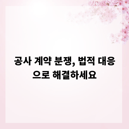 공사 계약 분쟁, 법적 대응으로 해결하세요