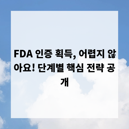 FDA 인증 획득, 어렵지 않아요! 단계별 핵심 전략 공개