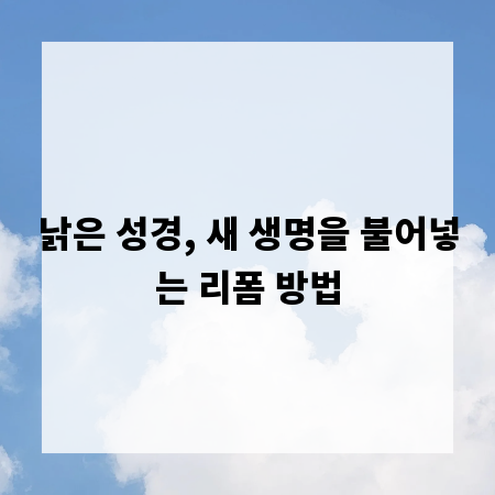 낡은 성경, 새 생명을 불어넣는 리폼 방법