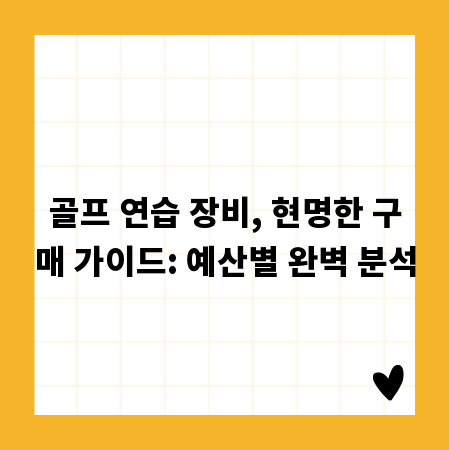 골프 연습 장비, 현명한 구매 가이드: 예산별 완벽 분석