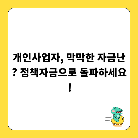 개인사업자, 막막한 자금난? 정책자금으로 돌파하세요!