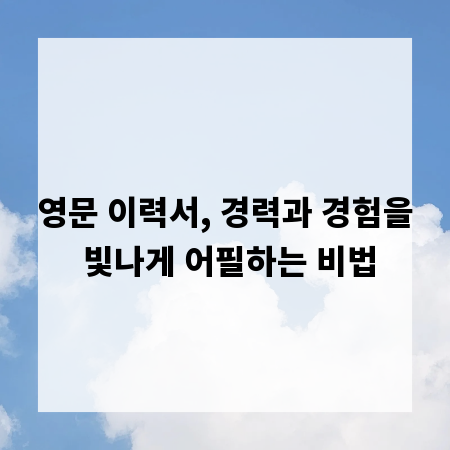 영문 이력서, 경력과 경험을 빛나게 어필하는 비법
