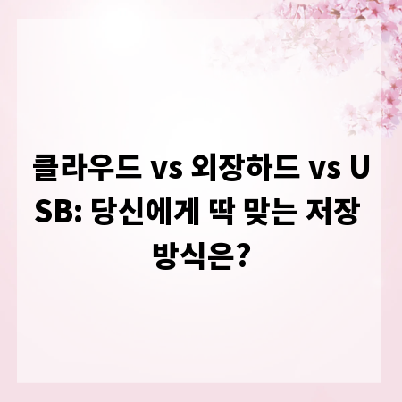 클라우드 vs 외장하드 vs USB: 당신에게 딱 맞는 저장 방식은?