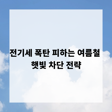 전기세 폭탄 피하는 여름철 햇빛 차단 전략