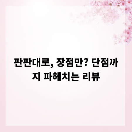 판판대로, 장점만? 단점까지 파헤치는 리뷰
