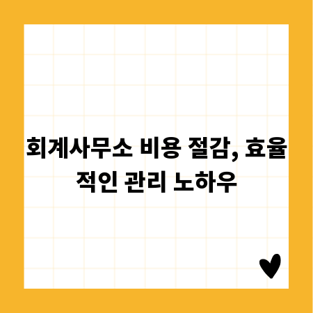 회계사무소 비용 절감, 효율적인 관리 노하우