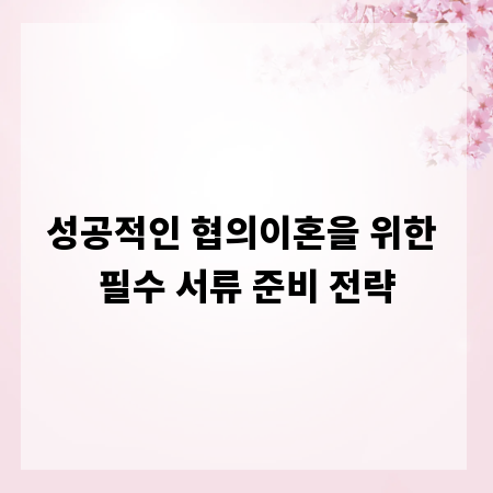 성공적인 협의이혼을 위한 필수 서류 준비 전략