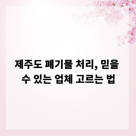 제주도 폐기물 처리, 믿을 수 있는 업체 고르는 법