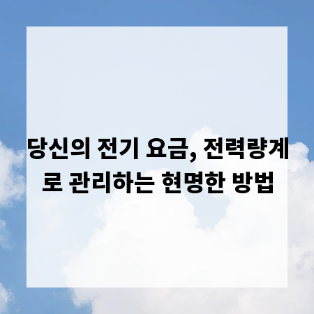 당신의 전기 요금, 전력량계로 관리하는 현명한 방법