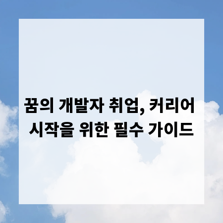 꿈의 개발자 취업, 커리어 시작을 위한 필수 가이드