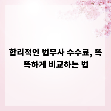 합리적인 법무사 수수료, 똑똑하게 비교하는 법