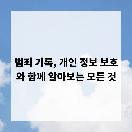 범죄 기록, 개인 정보 보호와 함께 알아보는 모든 것