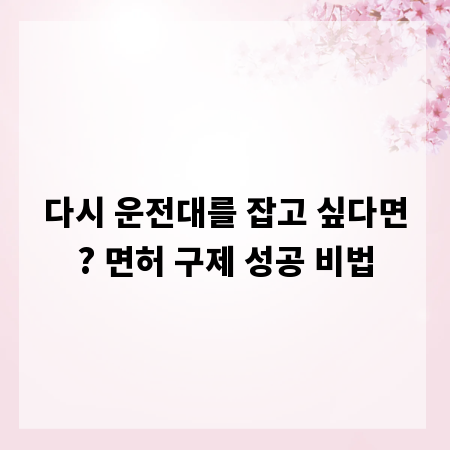 다시 운전대를 잡고 싶다면? 면허 구제 성공 비법