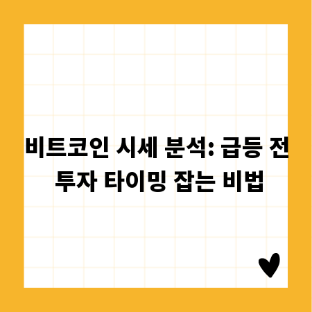 비트코인 시세 분석: 급등 전 투자 타이밍 잡는 비법