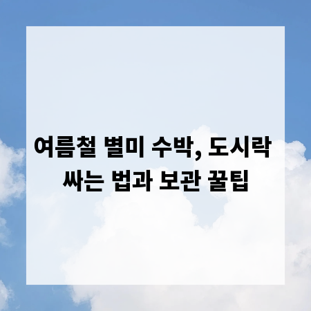 여름철 별미 수박, 도시락 싸는 법과 보관 꿀팁