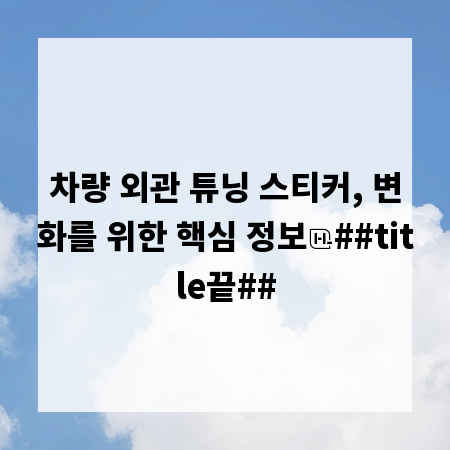 차량 외관 튜닝 스티커, 변화를 위한 핵심 정보
##title끝##