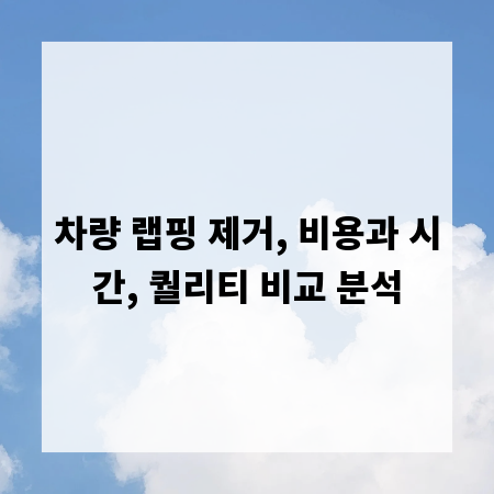 차량 랩핑 제거, 비용과 시간, 퀄리티 비교 분석
