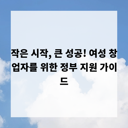 작은 시작, 큰 성공! 여성 창업자를 위한 정부 지원 가이드