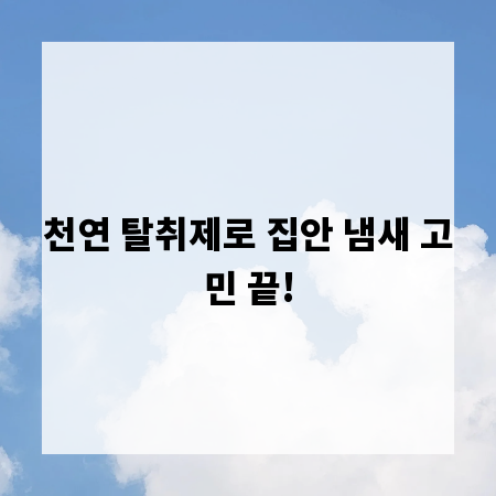천연 탈취제로 집안 냄새 고민 끝!
