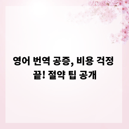 영어 번역 공증, 비용 걱정 끝! 절약 팁 공개
