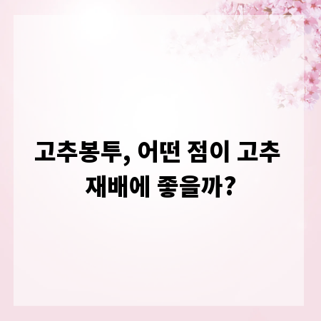 고추봉투, 어떤 점이 고추 재배에 좋을까?