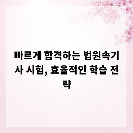 빠르게 합격하는 법원속기사 시험, 효율적인 학습 전략