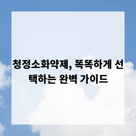 청정소화약제, 똑똑하게 선택하는 완벽 가이드