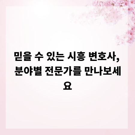 믿을 수 있는 시흥 변호사, 분야별 전문가를 만나보세요