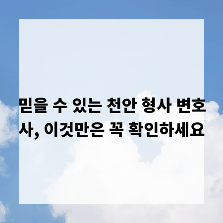 믿을 수 있는 천안 형사 변호사, 이것만은 꼭 확인하세요