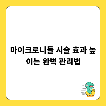 마이크로니들 시술 효과 높이는 완벽 관리법