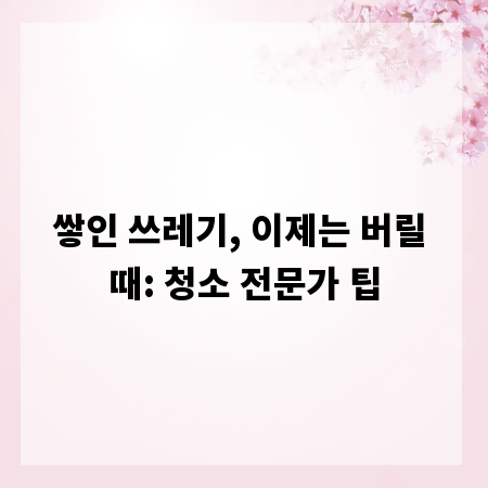 쌓인 쓰레기, 이제는 버릴 때: 청소 전문가 팁