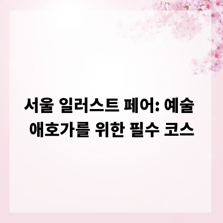 서울 일러스트 페어: 예술 애호가를 위한 필수 코스