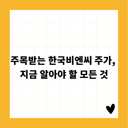 주목받는 한국비엔씨 주가, 지금 알아야 할 모든 것