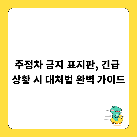 주정차 금지 표지판, 긴급 상황 시 대처법 완벽 가이드