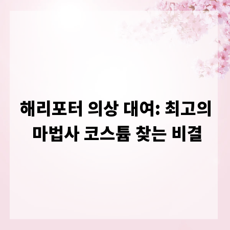 해리포터 의상 대여: 최고의 마법사 코스튬 찾는 비결