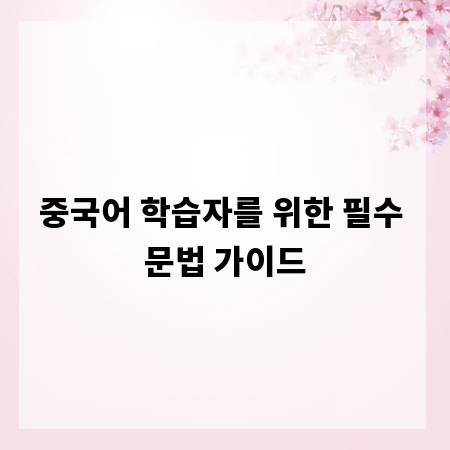 중국어 학습자를 위한 필수 문법 가이드