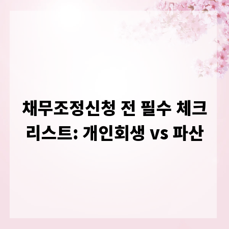 채무조정신청 전 필수 체크리스트: 개인회생 vs 파산