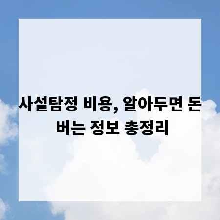 사설탐정 비용, 알아두면 돈 버는 정보 총정리